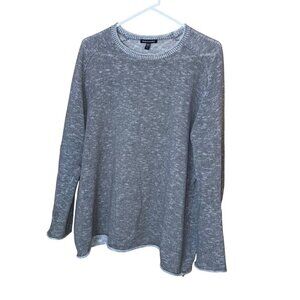 Eileen Fisher Womens Top Size Medium Gray Crew Neck Knit Long Sleeve Casual